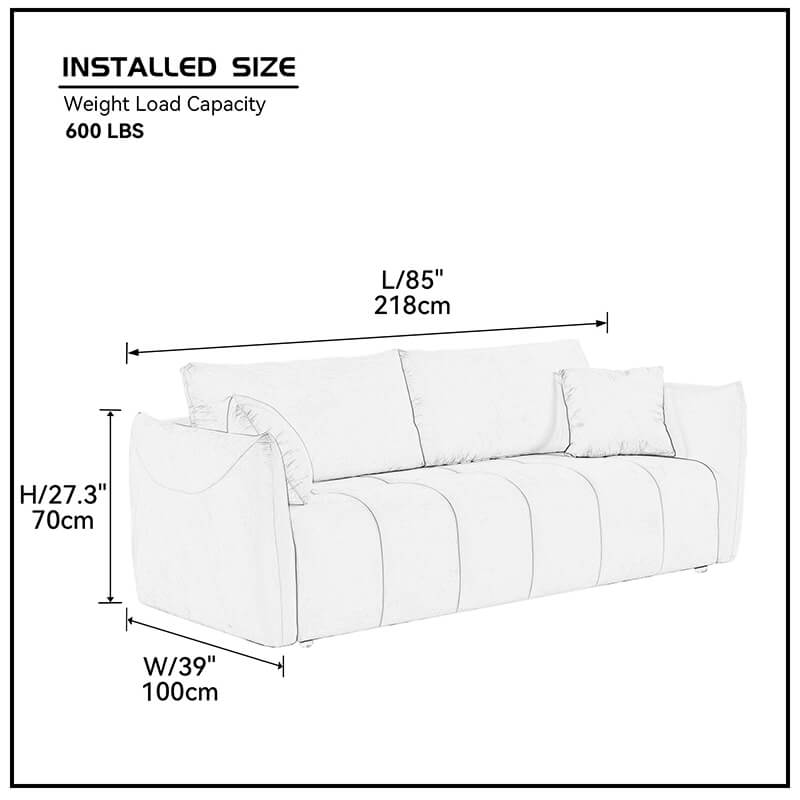 Elegant beige sectional sofa with three plush pillows, perfect for modern living rooms.