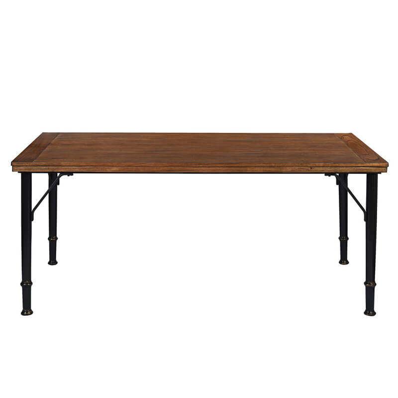 Dining setup featuring the rustic dining table with six chairs, ideal for gatherings.