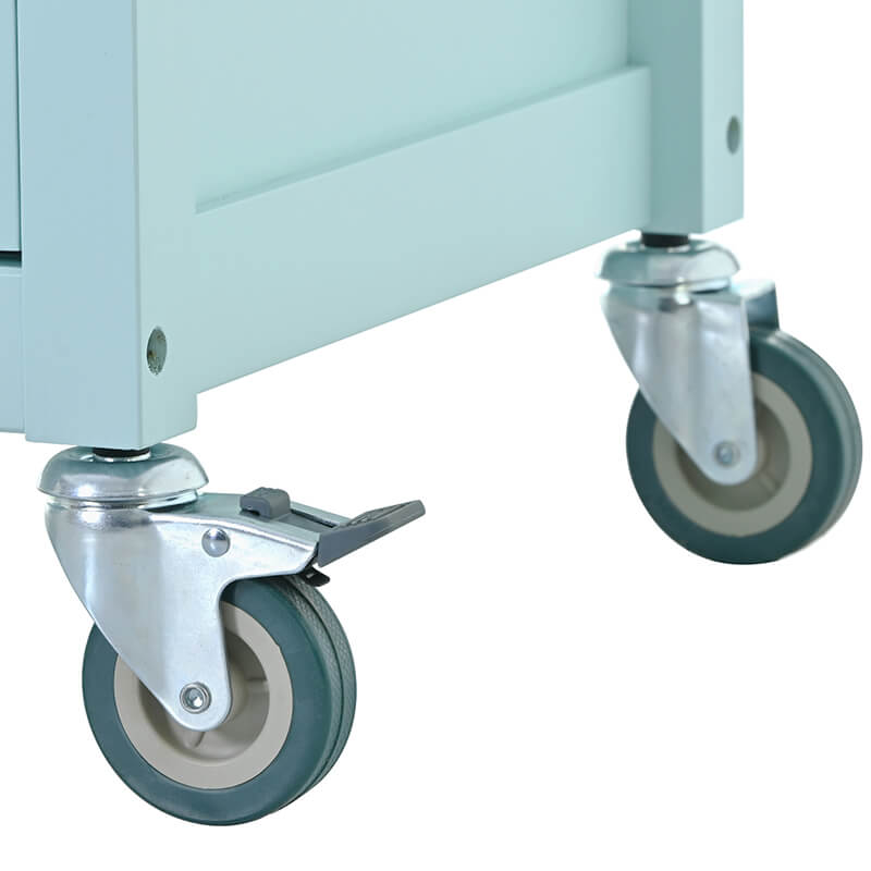 Mint Green Wood Kitchen Island Cart with Adjustable Storage - Image 9