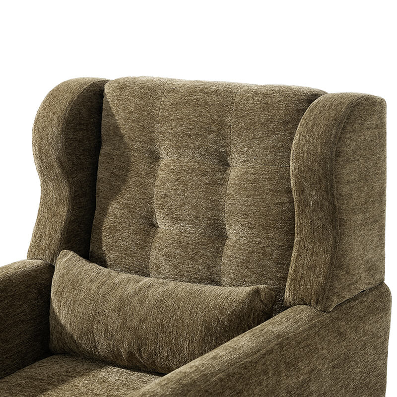 Side view of the Modern Avocado Accent Chair highlighting its smooth wood finish and comfortable foam.