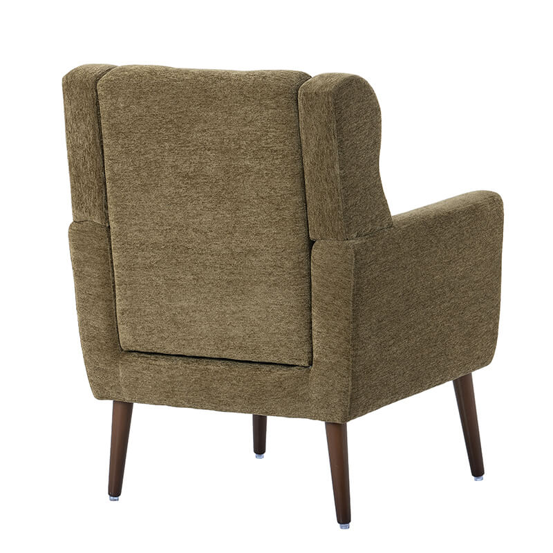 Modern Avocado Chenille Accent Chair showcasing its tufted design from the front.