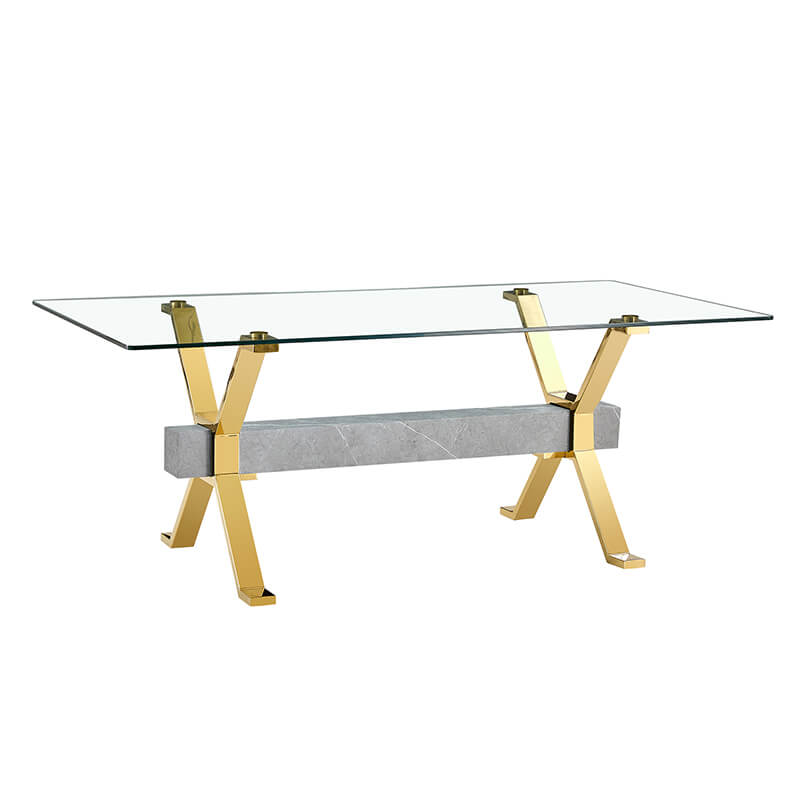 Side view showing the full modern dining table in a stylish interior setup