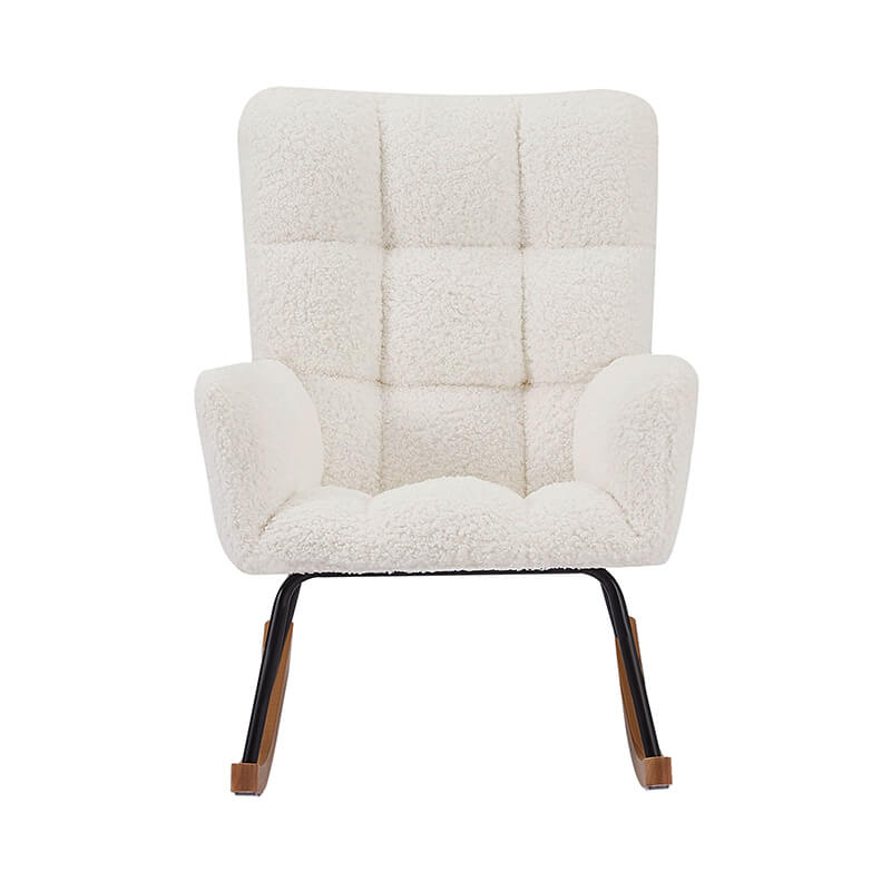 Close-up of the soft boucle fabric on the lounge chair, showcasing its comfort and texture.