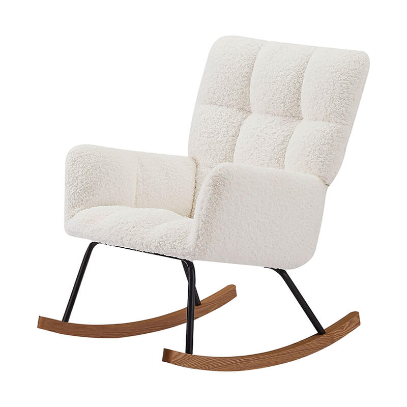 The glider chair in a cozy corner, perfect for reading to your baby.