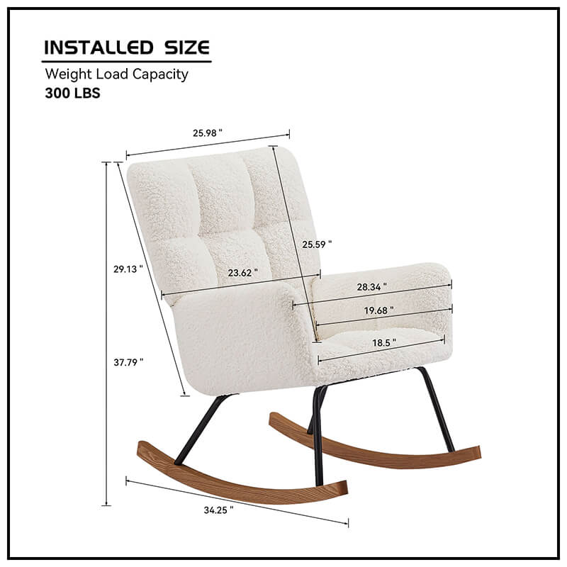 The glider chair in a cozy corner, perfect for reading to your baby.