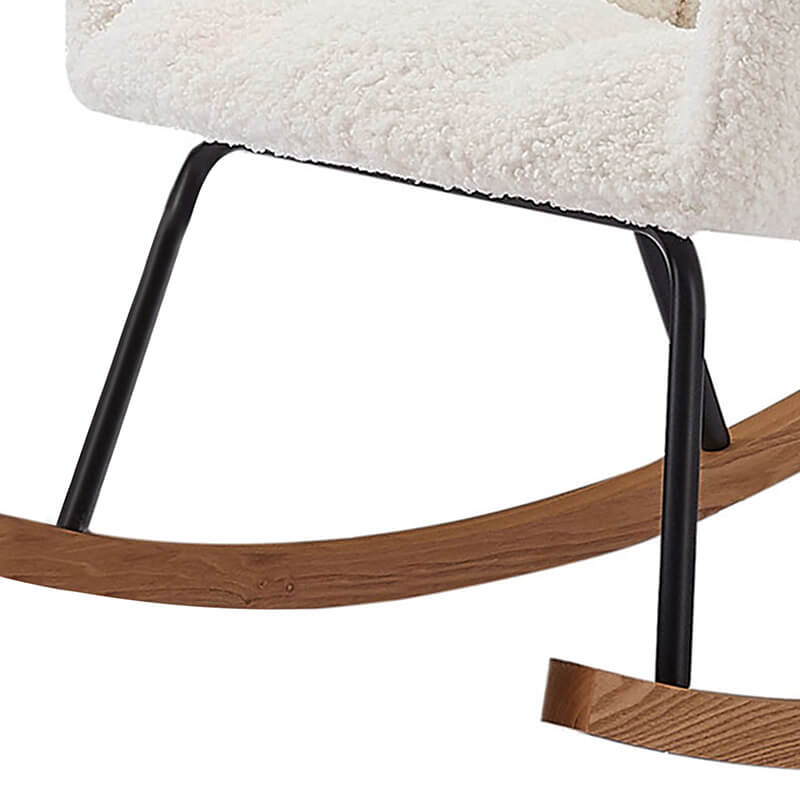 Close-up of the soft boucle fabric on the lounge chair, showcasing its comfort and texture.