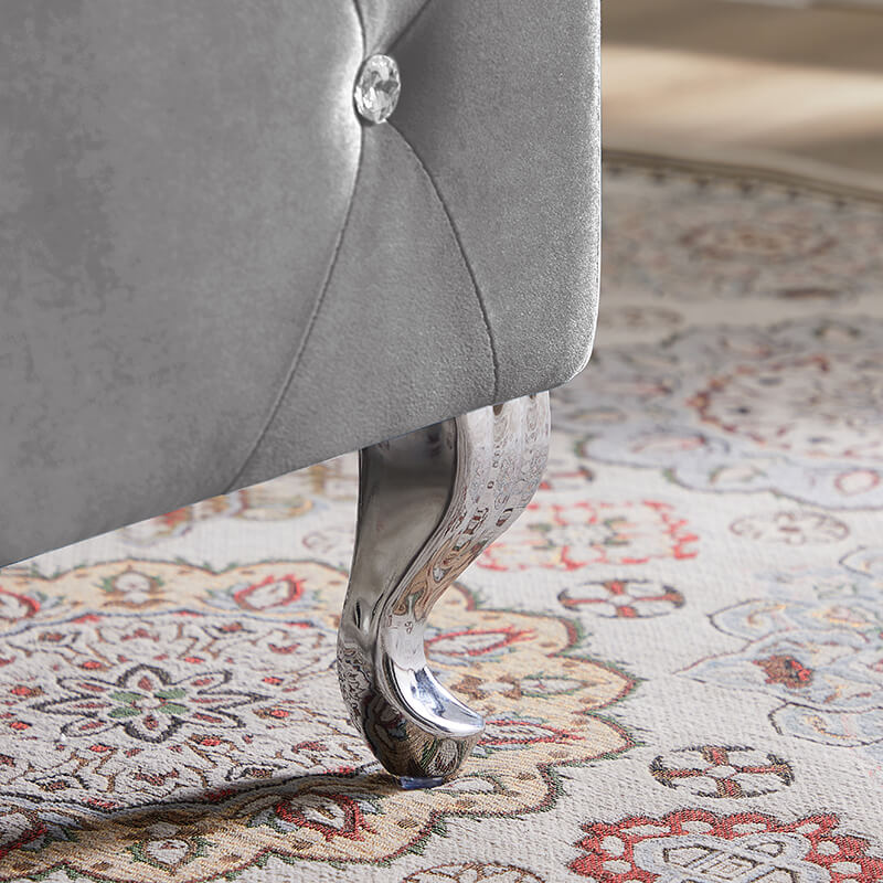 Elegant Grey Velvet Storage Ottoman Bench with Safety Hinge - Image 4