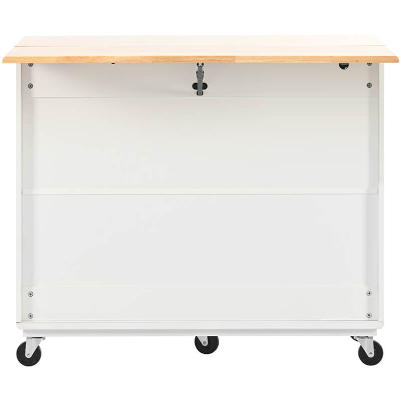 Elegant 44" White Kitchen Island with Fluted Glass Doors & Power Outlets - Image 8