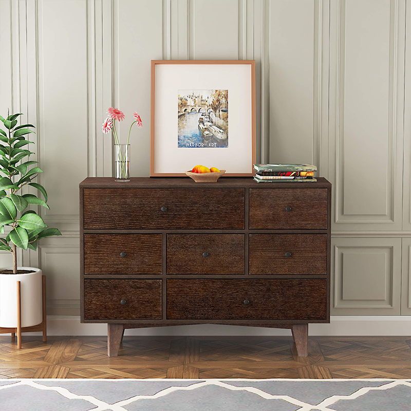 Front view of the Auburn Retro Wood Storage Cabinet showcasing its spacious interior.
