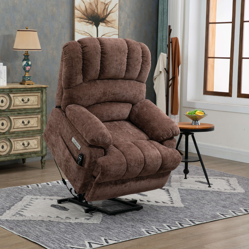 SerenityLift Power Lift Recliner Chair in dark brown with USB port