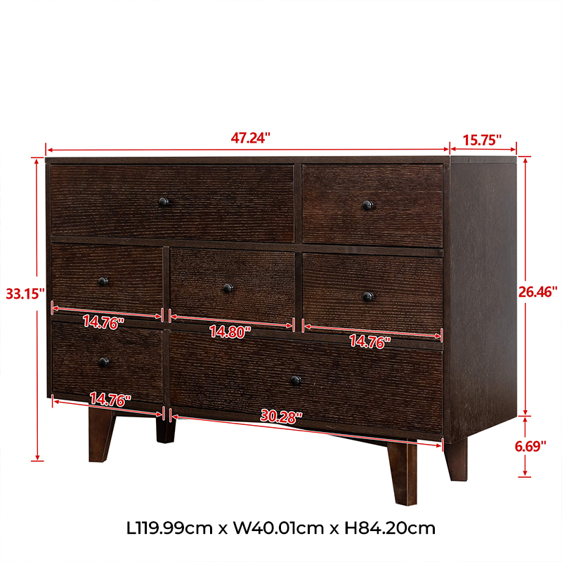 Front view of the Auburn Retro Wood Storage Cabinet showcasing its spacious interior.