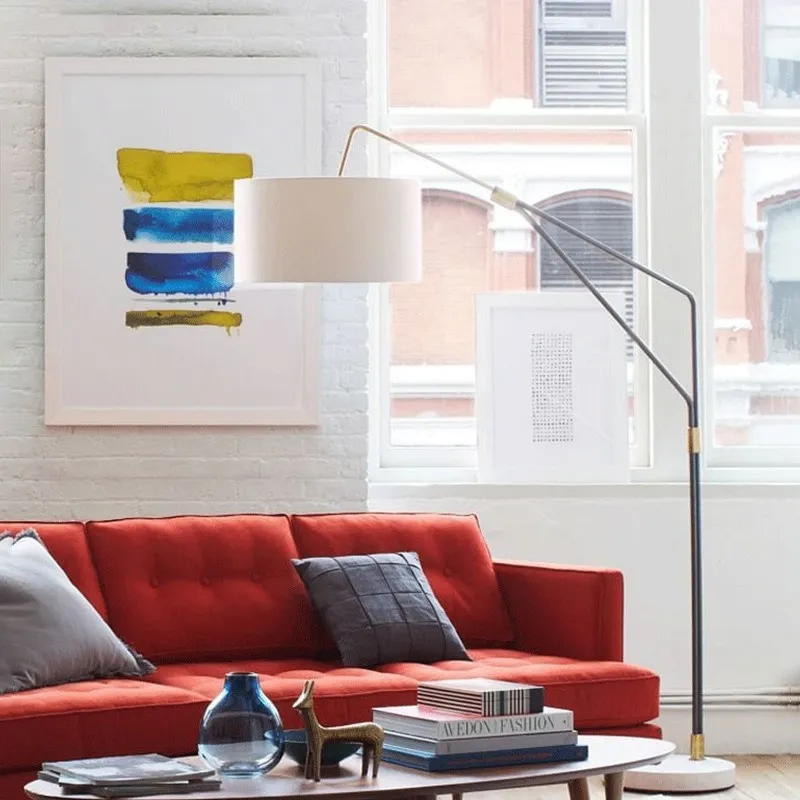 Elegant Japanese Arc Floor Lamp with Marble Base - Image 3