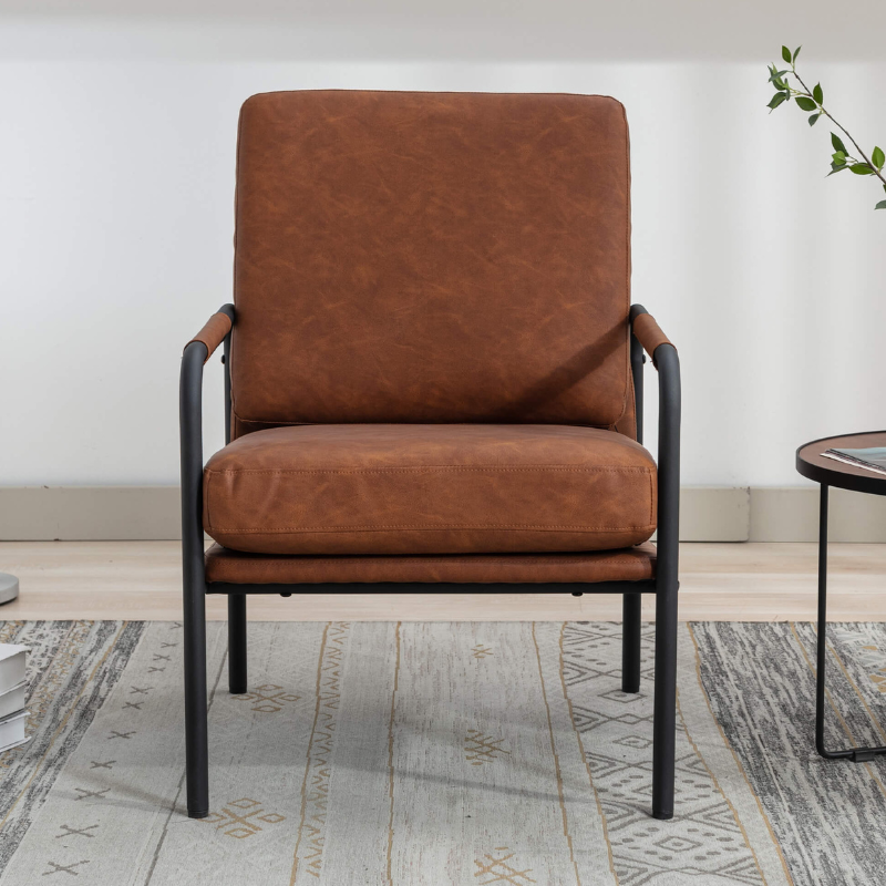PU leather armchair in a cozy reading nook