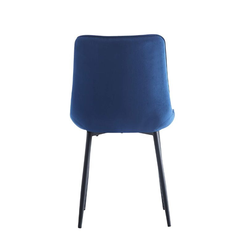 High back modern dining chairs with sleek black powder steel legs, enhancing contemporary decor.