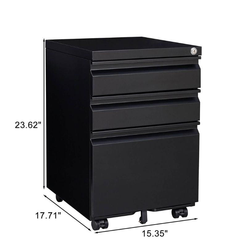 Mobile filing cabinet with lock showcasing its modern design and smooth-gliding wheels