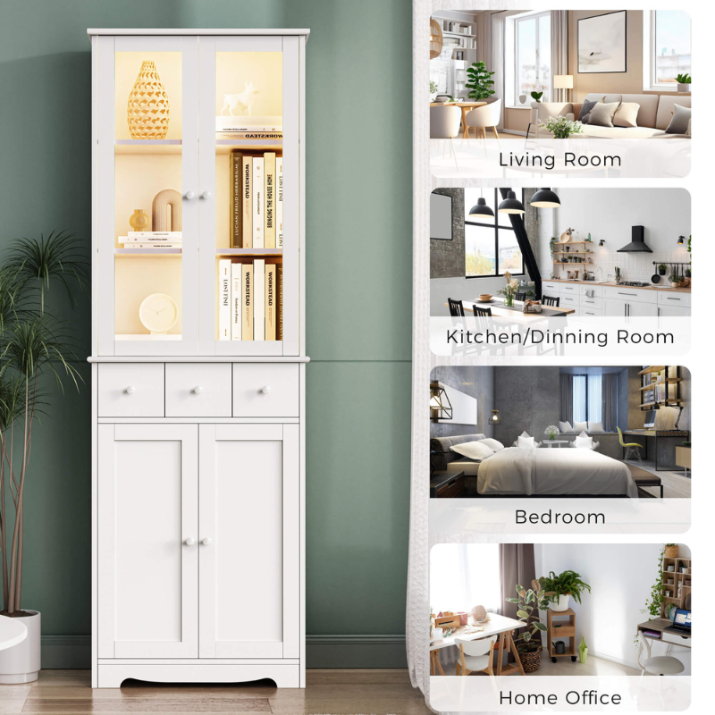 Modern large storage bookshelf with LED lighting, perfect for book lovers.