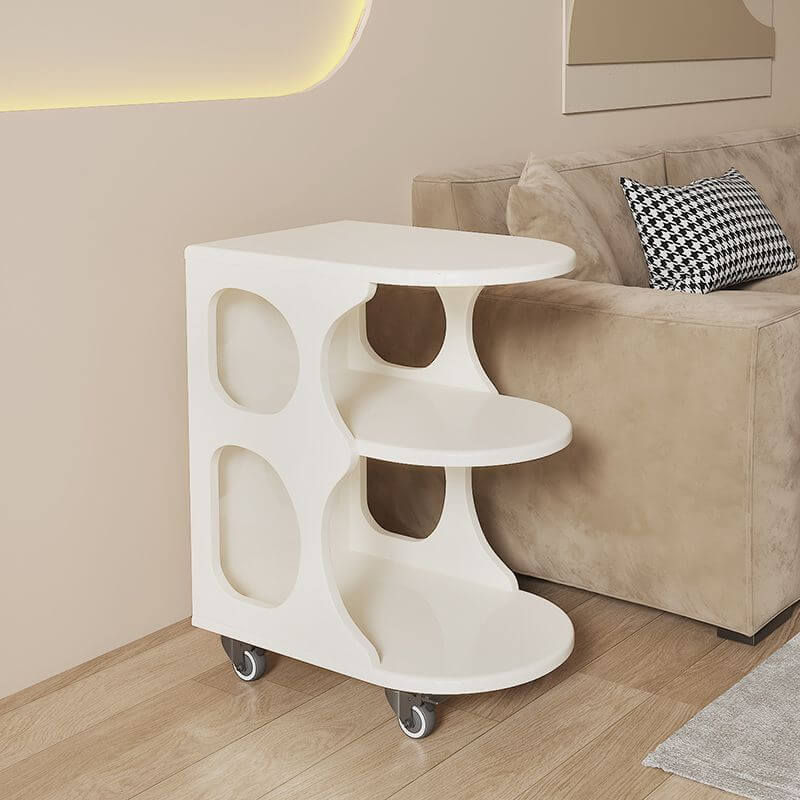 Elegant 3-Tier Mobile Trolley Table in a modern living room setting, showcasing its sleek design and functionality.