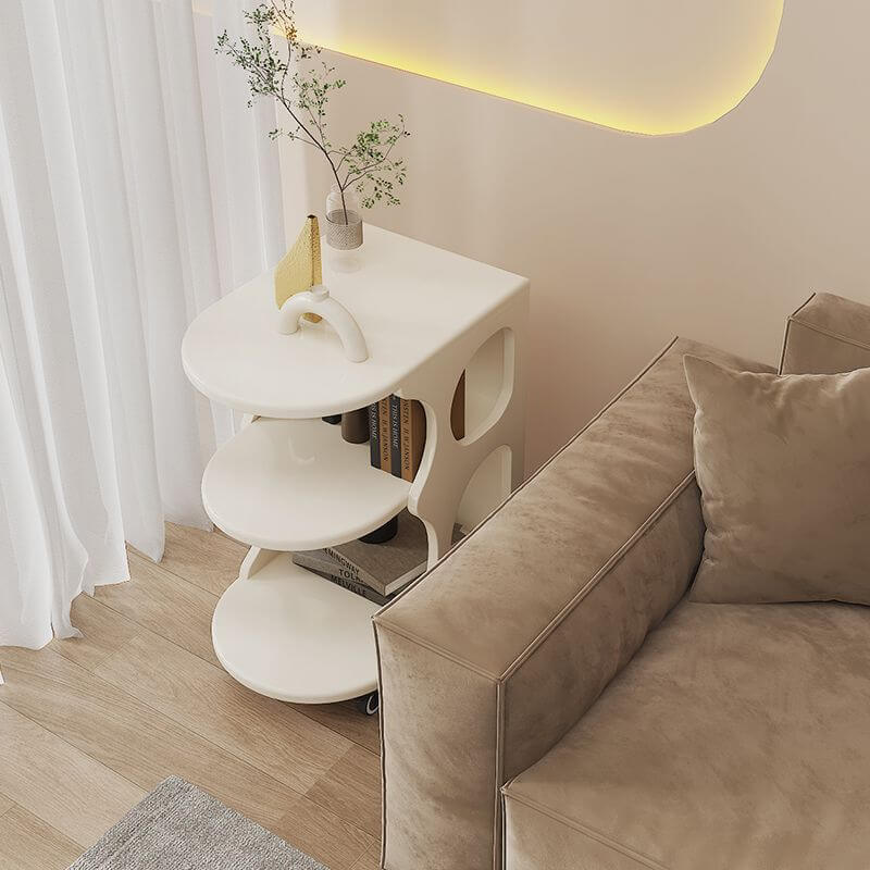 Elegant 3-Tier Mobile Trolley Table in a modern living room setting, showcasing its sleek design and functionality.
