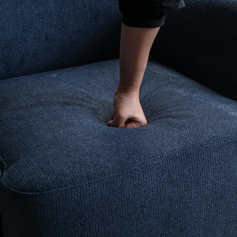 Chic 32" blue accent armchair with tufted backrest, ideal for stylish decor
