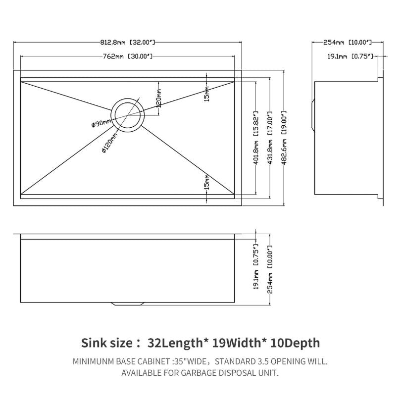 Angle view of the Premium 32-Inch Undermount Workstation Kitchen Sink showcasing its large single bowl and brushed nickel finish.