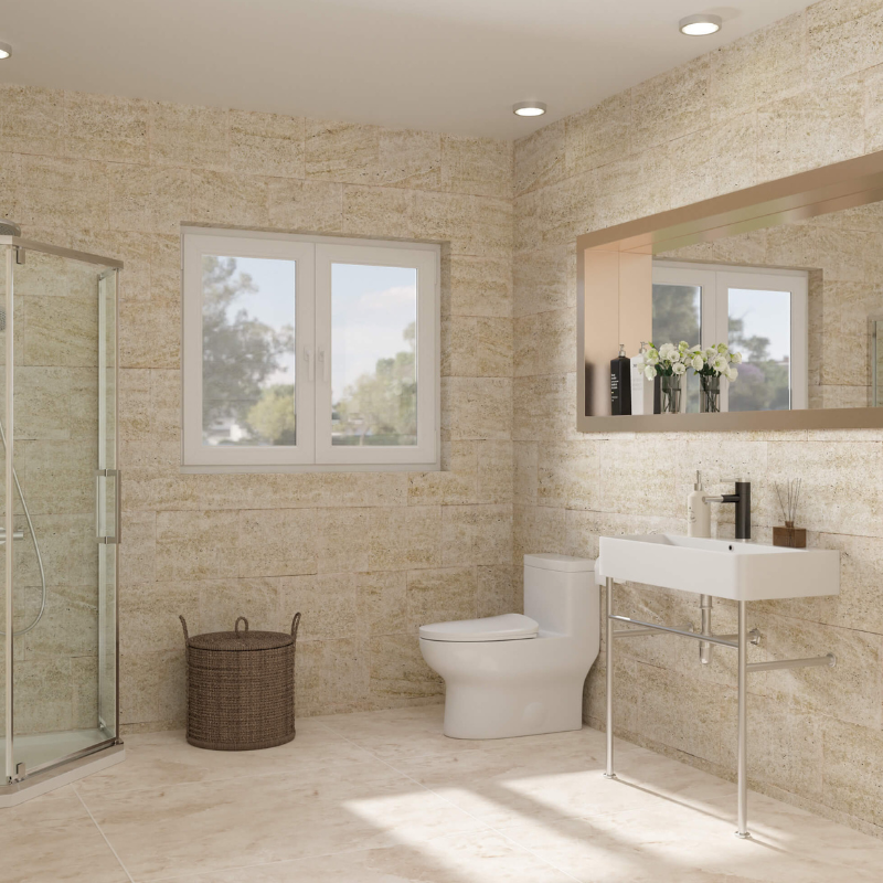Modèle 35 Console Ceramic Sink with Overflow & Silver Frame - Image 4