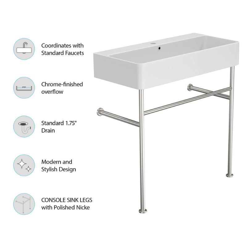 Modèle 35 Console Ceramic Sink with Overflow & Silver Frame - Image 6