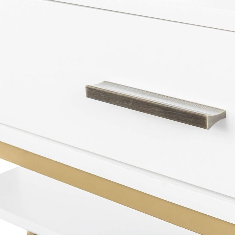Stylish modern white makeup vanity with LED mirror showcasing storage and sleek design.