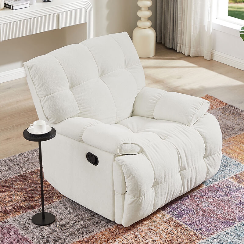Comfortable glider chair with a 360-degree swivel feature, perfect for any living room.