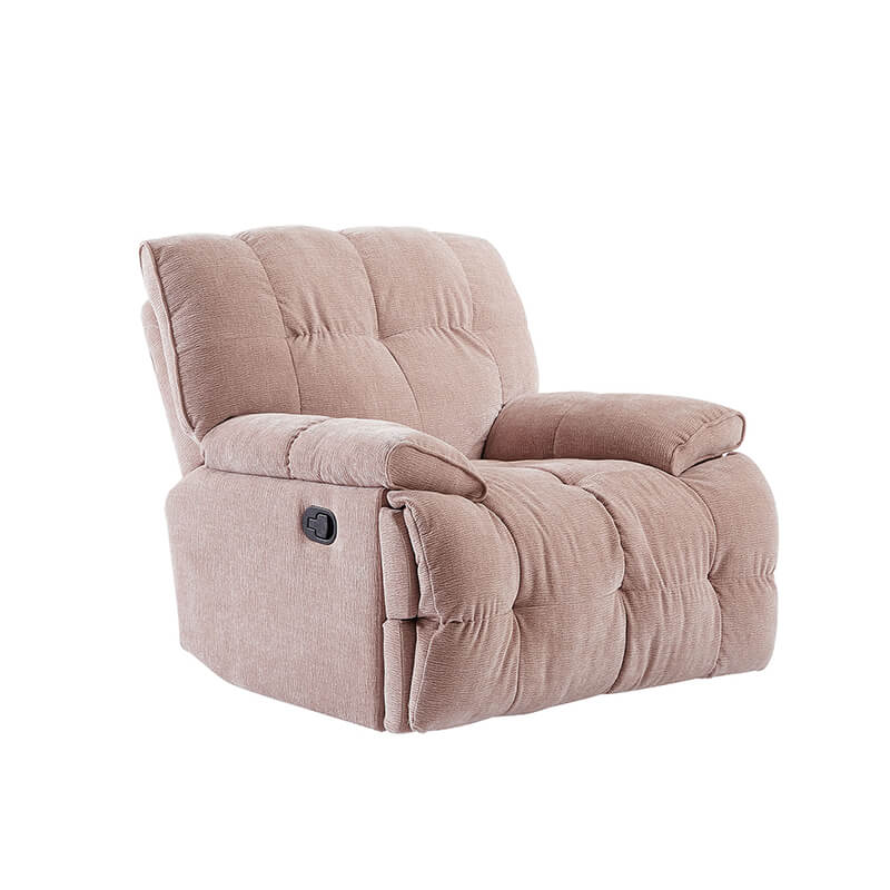 Elegant pink ergonomic swivel recliner chair showcasing its plush padding and modern design.