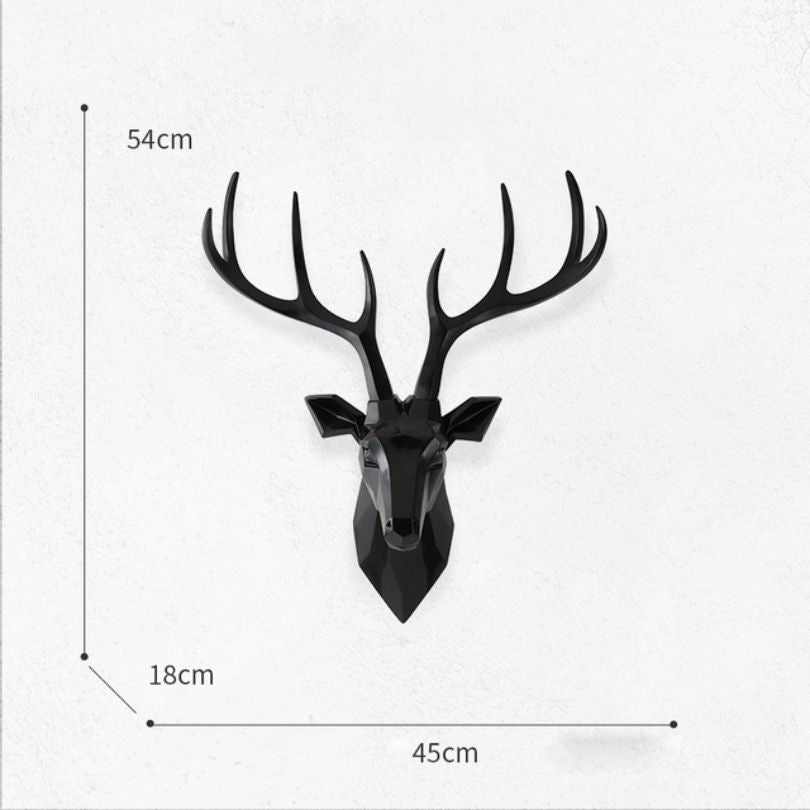 Side angle of the deer wall sculpture highlighting the lifelike antlers.