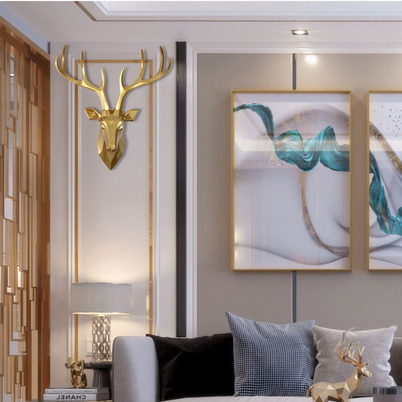 Close-up view of the elegant 3D deer wall sculpture showcasing intricate details.