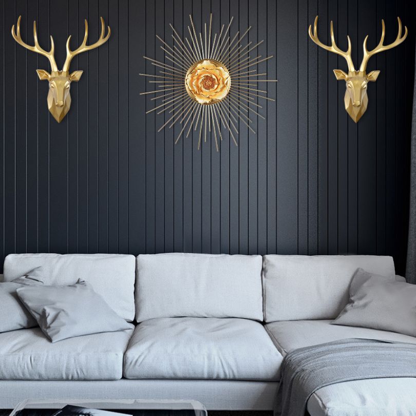 Close-up view of the elegant 3D deer wall sculpture showcasing intricate details.