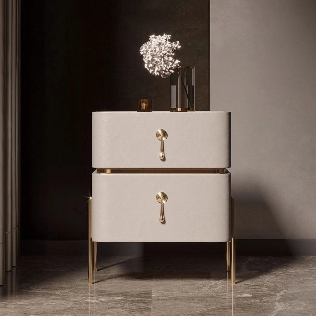 Sintered stone top of the nightstand showcasing its durability and elegance.