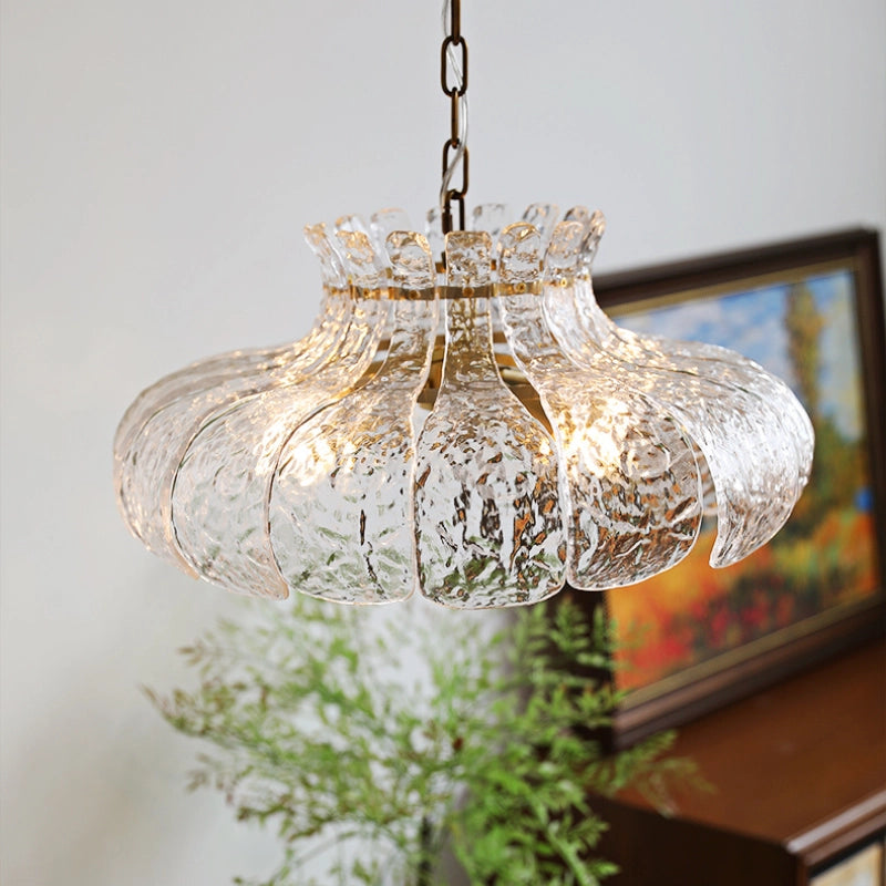Living room ambiance with the French flower petal pendant light