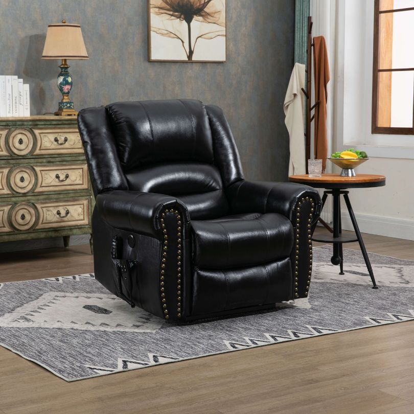 Side view of Ultra Comfort Dual Motor Power Lift Recliner showcasing its ergonomic design and plush seating.