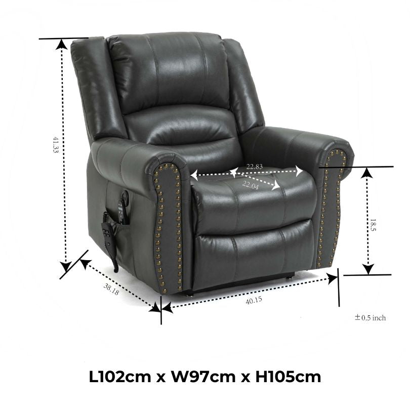 Premium 40" Dual Motor Lift Recliner Chair with Heat & Massage - Image 9