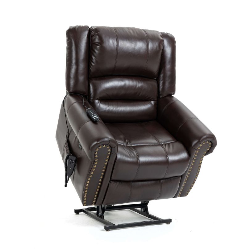 Close-up of the USB ports integrated into the modern recliner chair for convenience.