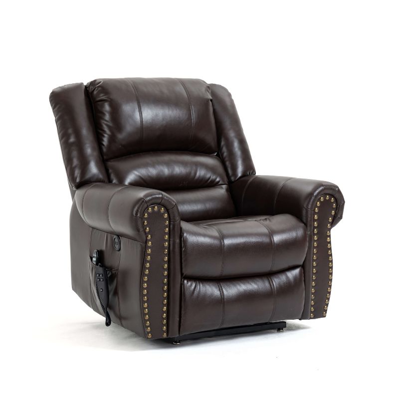 A cozy living room setting featuring the power lift recliner chair with heat massage function.