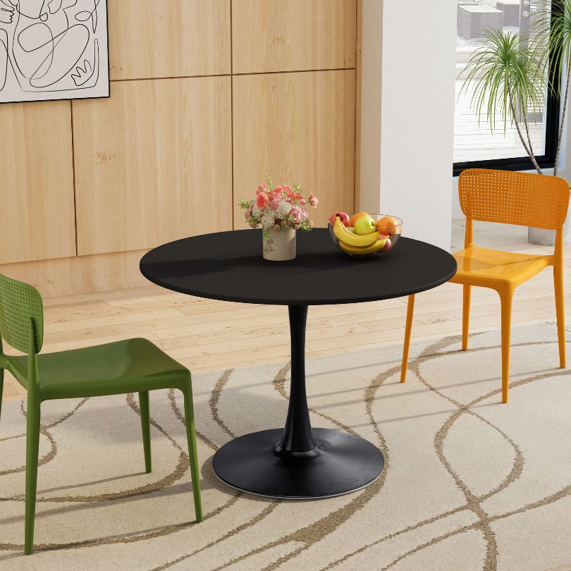 Chic 42" Modern Black Round Dining Table - Image 2