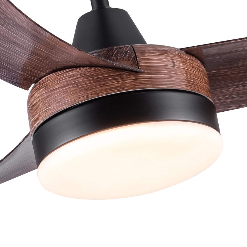 Close-up of the wooden blades on the Brown Farmhouse Ceiling Fan
