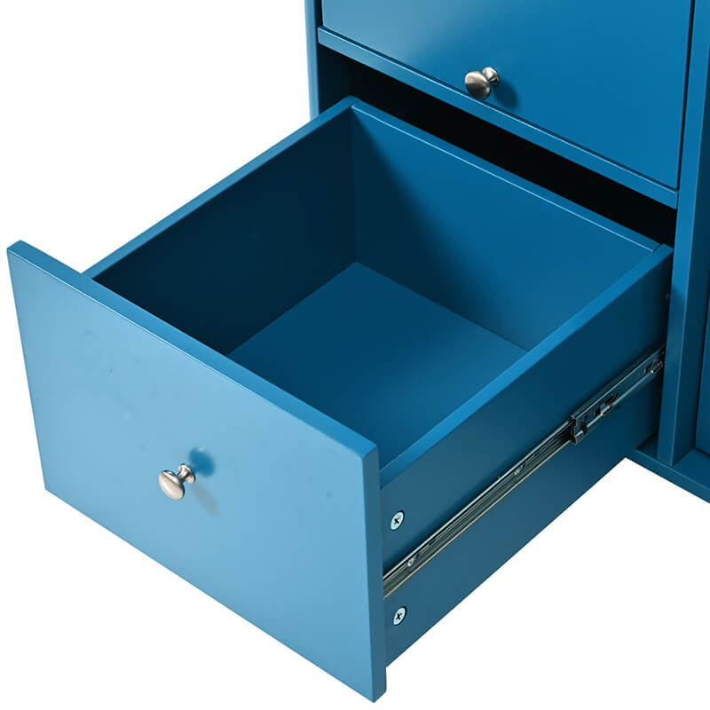 Navy Blue Modern Kitchen Island Cart with LED Lighting - Image 9