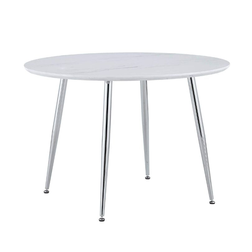 Table set for dinner, highlighting the elegant design of the round table.