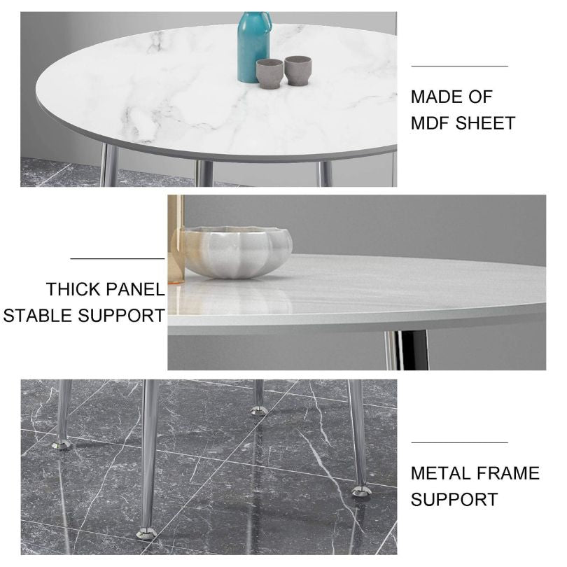 Table set for dinner, highlighting the elegant design of the round table.