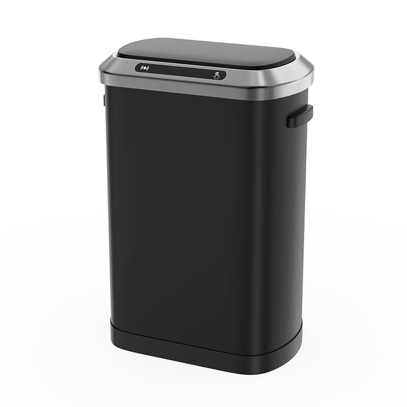 Side view of the high-capacity trash can showcasing its sleek design.