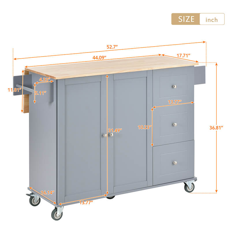 Elegant Blue Mobile Kitchen Island with Storage and Drawers - Image 10
