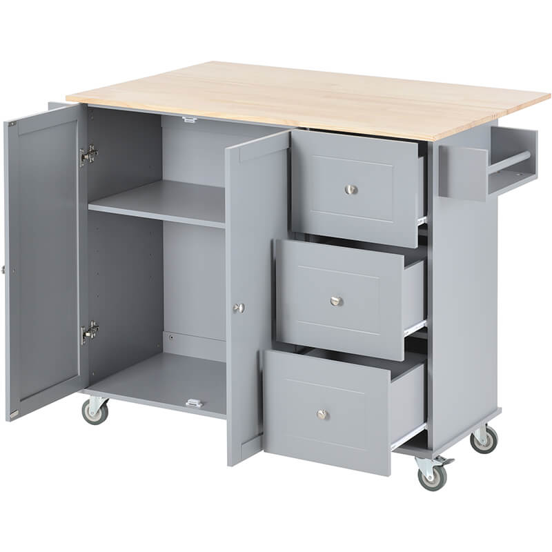 Elegant Blue Mobile Kitchen Island with Storage and Drawers - Image 8