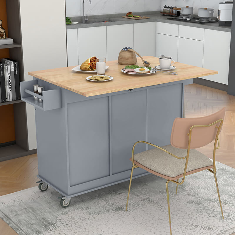 Elegant Blue Mobile Kitchen Island with Storage and Drawers - Image 2