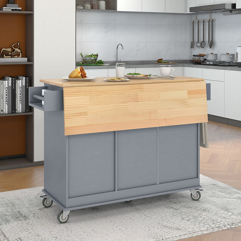 Elegant Blue Mobile Kitchen Island with Storage and Drawers - Image 4