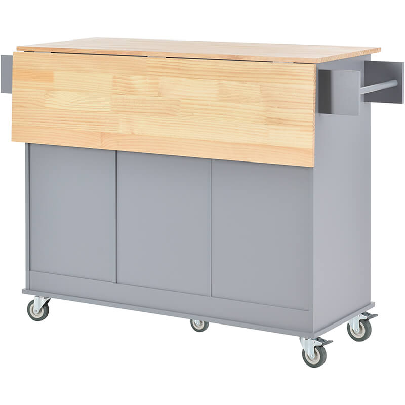 Elegant Blue Mobile Kitchen Island with Storage and Drawers - Image 9