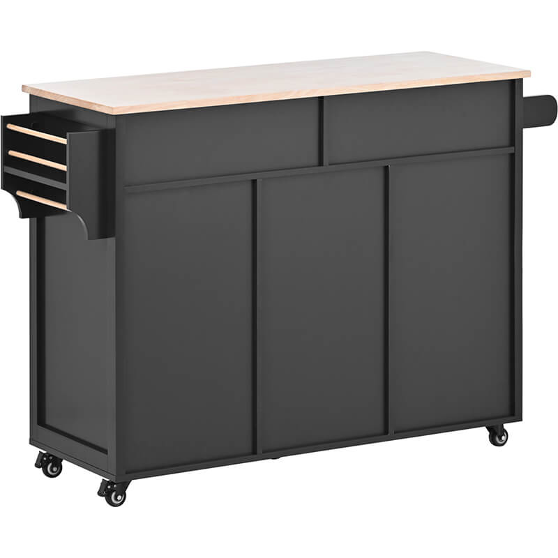 Elegant Black Kitchen Cart with Handle-Free Drawers - Image 8